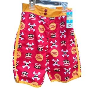 Paul Frank Kids Swimming Trunks Shorts 5T Red and Yellow Shorts NWT